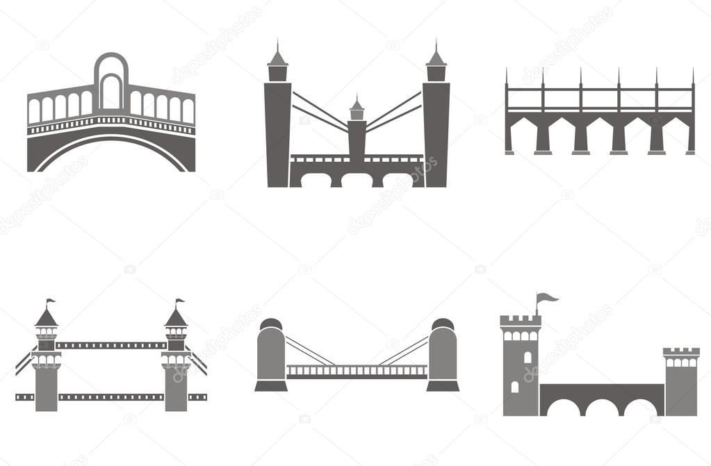 Vector illustrations of bridges.