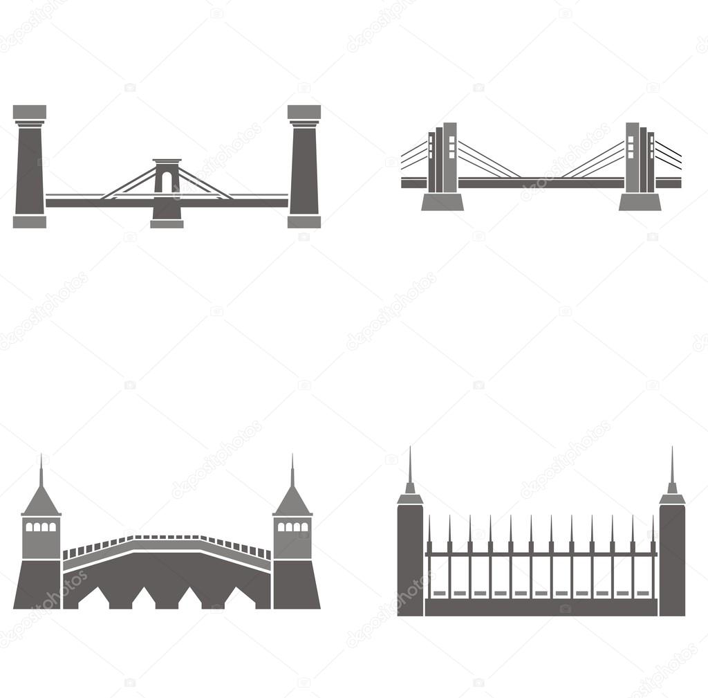 Vector illustrations of bridges.