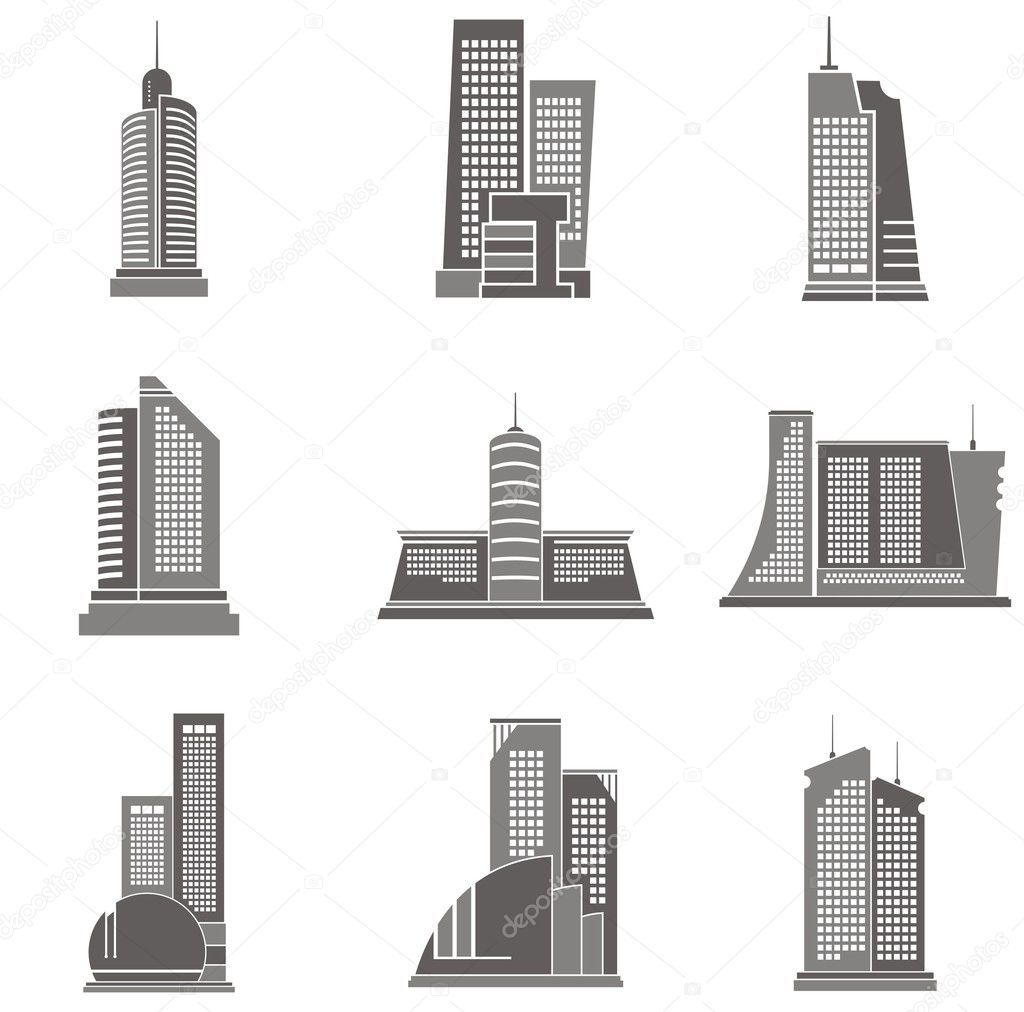 Vector illustrations of skyscrapers.