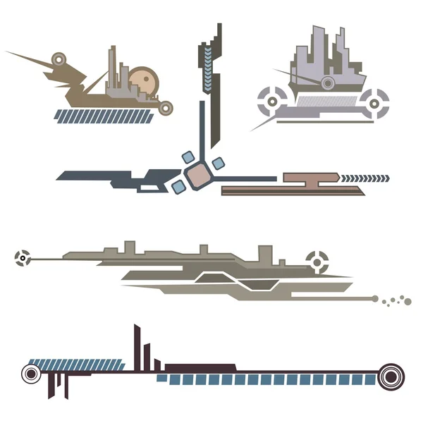 Elementos abstractos de diseño técnico con detalles del circuito . — Vector de stock