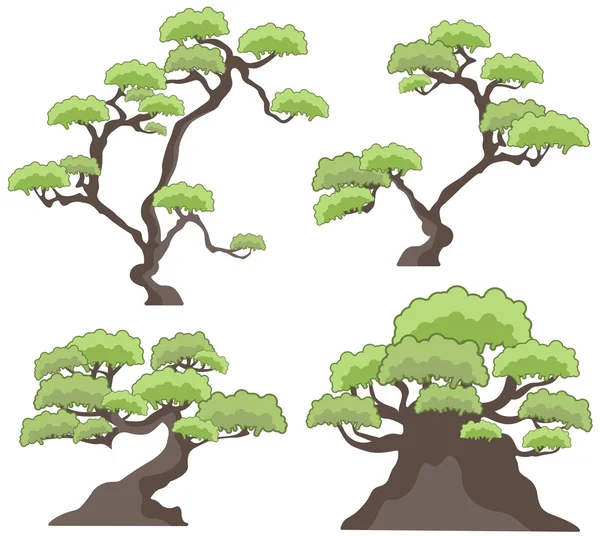 Motifs d'arbres vectoriels dans un seul style — Image vectorielle