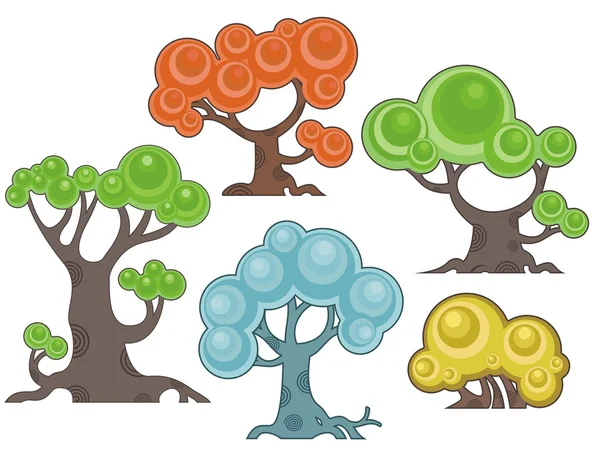 Conception d'arbres vectoriels dans un style de dessin animé . — Image vectorielle