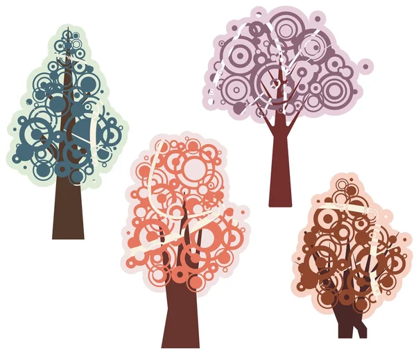 Векторное цветовое оформление деревьев в стиле спирали . — стоковый вектор