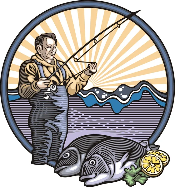 Ilustración de pescadores Gráficos vectoriales