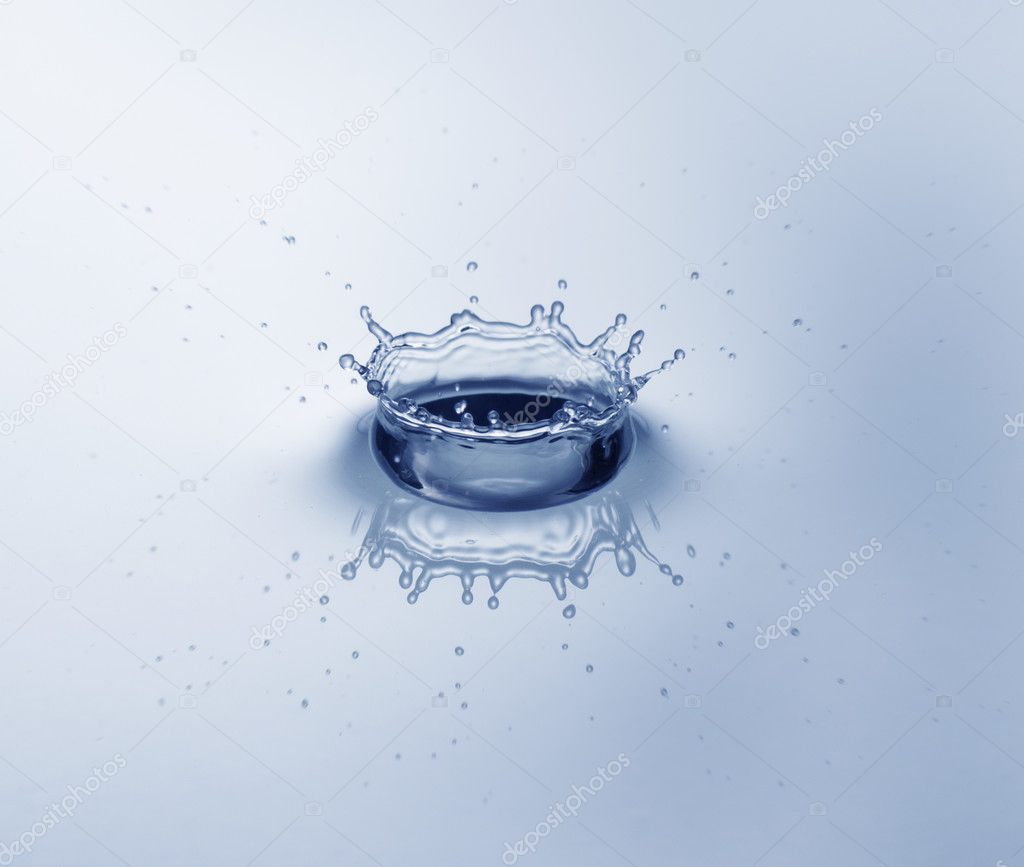 Blue water splashing