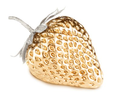 Gold strawberry with silver leaves clipart