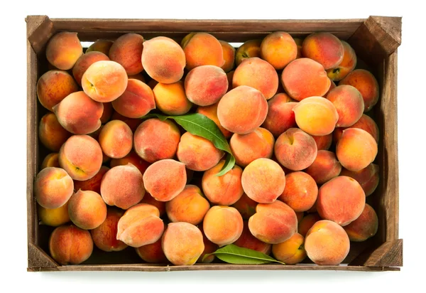 Peaches in box — Stock Photo, Image