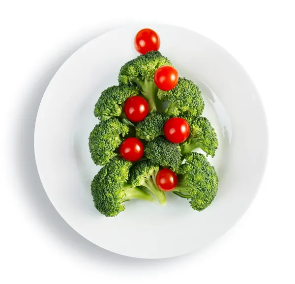 Christmas tree made from broccoli — Stock Photo, Image