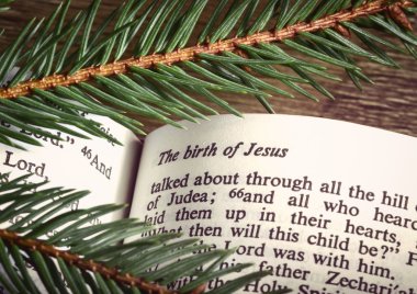 Bible open to Christmas passage clipart