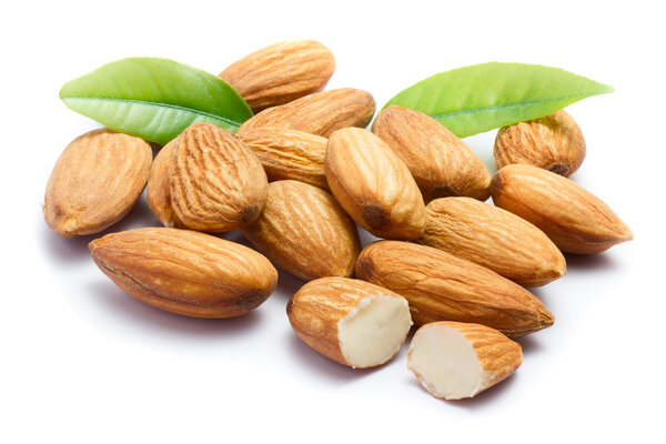 Almonds with leaves