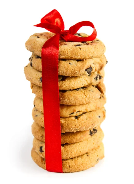 A cookie-k piros szalaggal — Stock Fotó
