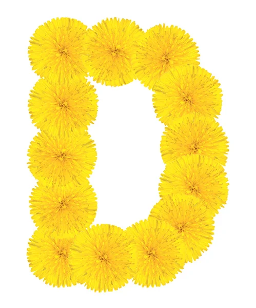 Letter D made from dandelions — Stock Photo, Image