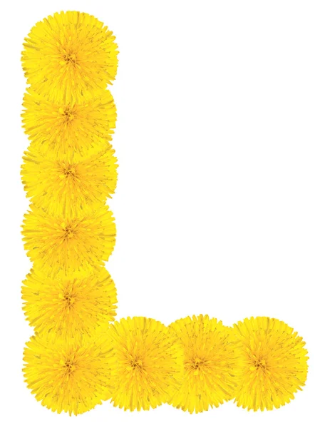 Letter L made from dandelions — Stock Photo, Image