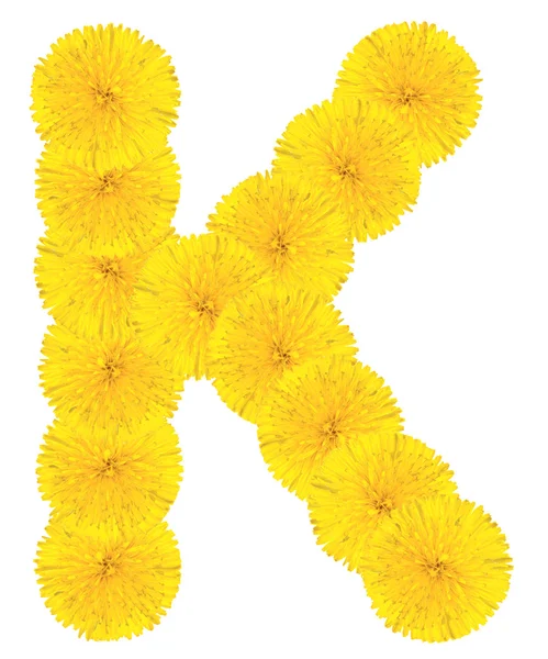 Letter K made from dandelions — Stock Photo, Image