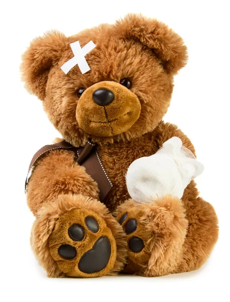 Teddy med bandage — Stockfoto