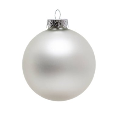 Gümüş Noel süsleme balosu beyaz arka planda izole edilmiş