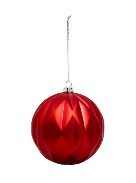 Rosso Testurizzato Palla Natale Isolato Sfondo Bianco — Foto Stock