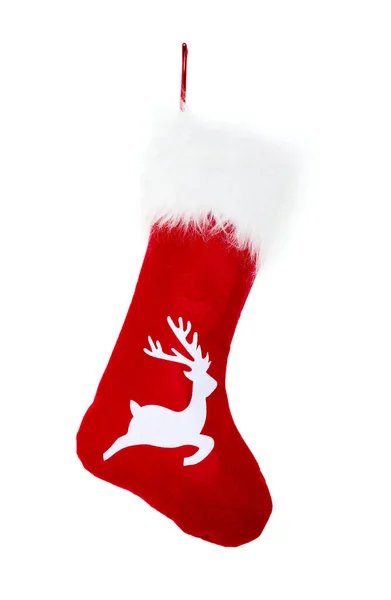 孤立在白色背景上的红色圣诞袜 — 图库照片