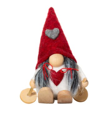 Beyaz arka planda Noel yardımcı kayak