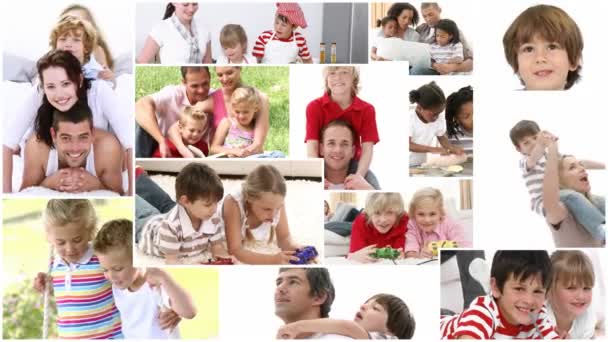 Panel de vídeo de la familia divirtiéndose — Vídeos de Stock
