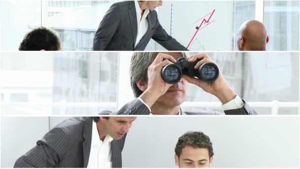 Businessman with binoculars — Stock Video