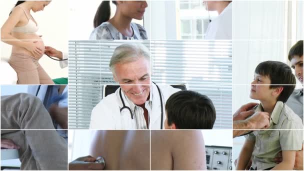 Familia visitando al médico — Vídeos de Stock