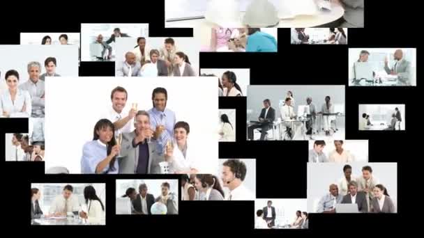 Montaje de vídeo que muestra el trabajo en equipo del negocio — Vídeo de stock
