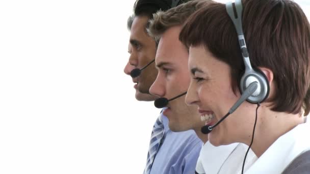 Affari che lavorano sodo in un call center — Video Stock