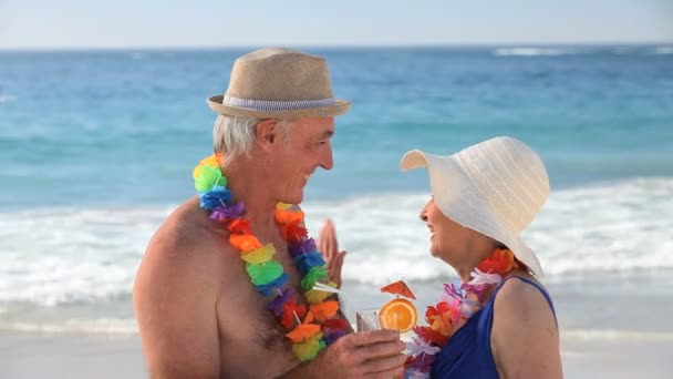 Elderly couple toasting with cocktails — Stock Video