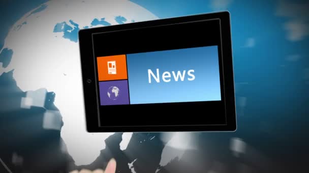 Монтаж новостей на цифровом планшете — стоковое видео