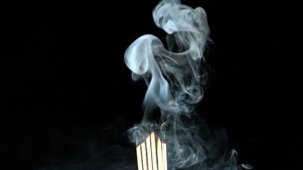 Burning wooden matches — Stock Video