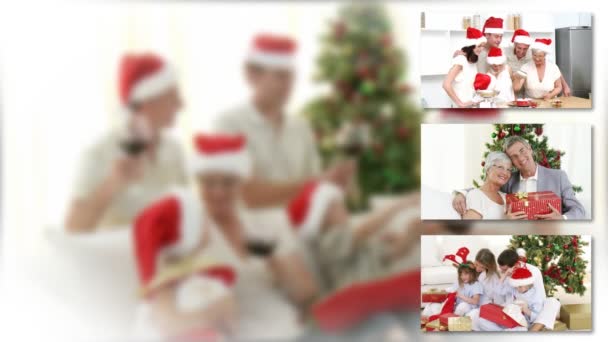 Famiglia caucasica che celebra il Natale insieme — Video Stock