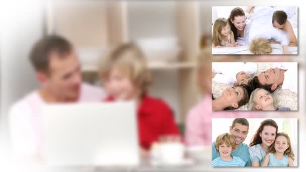 家庭和儿童一起玩的剪辑 — 图库视频影像