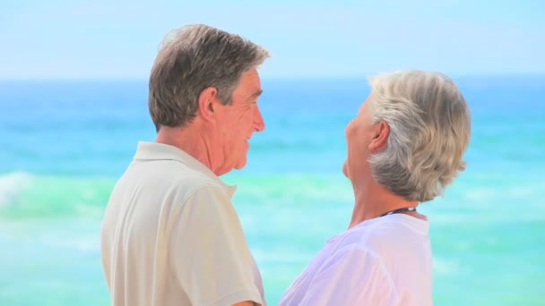 Pareja madura mirando al mar — Vídeos de Stock