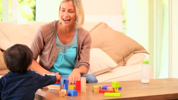 Moeder spelen met haar zoon — Stockvideo