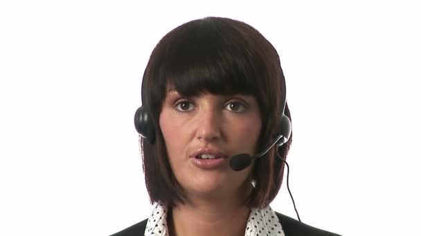 Vrouw op een headset — Stockvideo