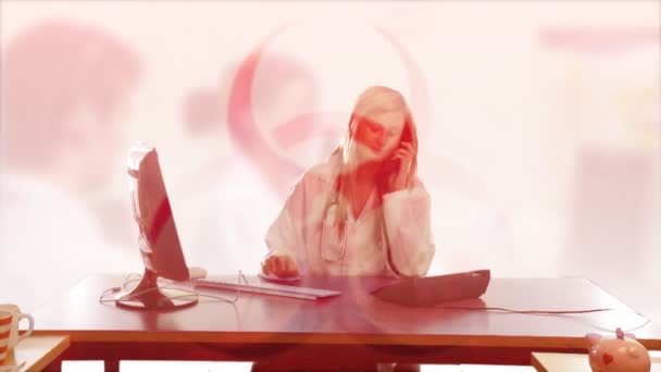 Woman doctor working on her desk — Stock Video