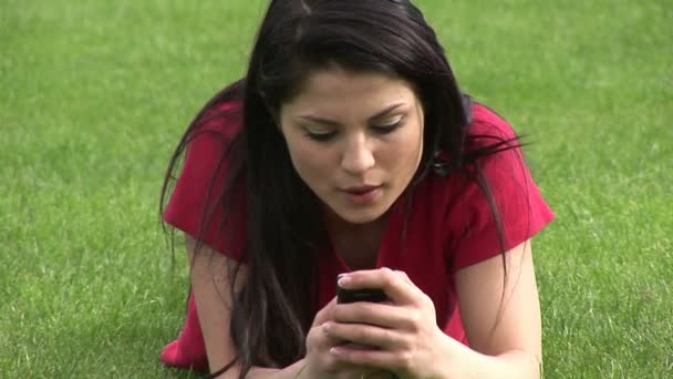 Woman Sending a text Message — Stock Video