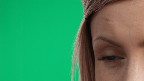 Woman on Green Screen — Stock Video