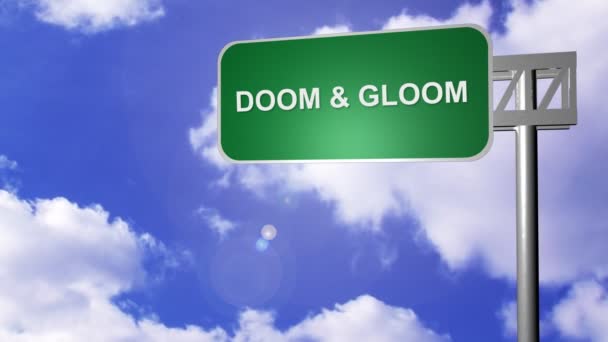Señalización que muestra Doom y camino sombrío — Vídeo de stock