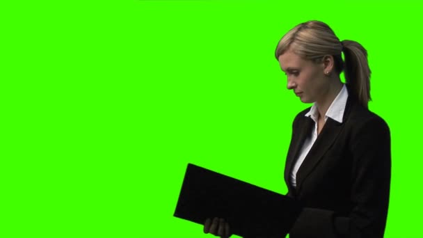 Confident Businesswoman with Folder — Stock Video