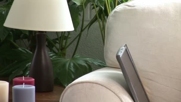 Woman on Sofa with Laptop — Stock Video