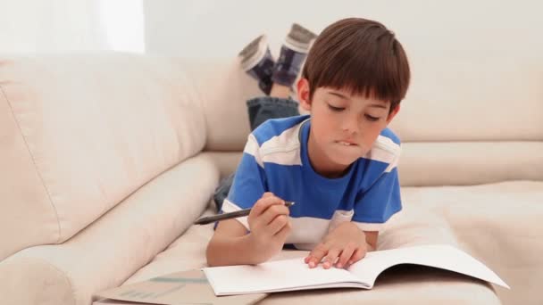 Boy doing his homework — Stock Video