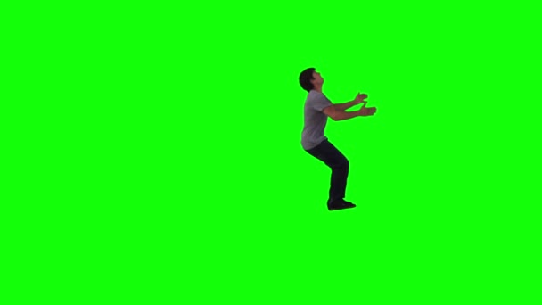 Young man in slow motion performing a back-flip — Stock Video