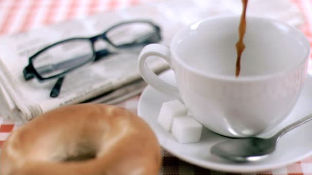 Coffee being poured in super slow motion — Stock Video