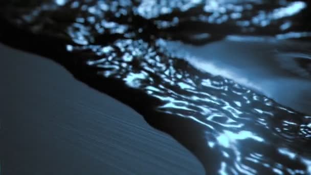 Blue light in super slow motion reflecting on the water — Stock Video
