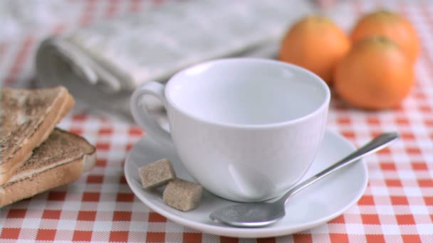 Coffee being poured in super slow motion — Stock Video