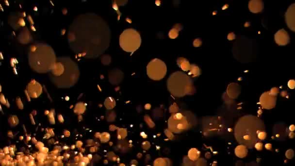 Oranje heldere lichtpuntjes in super slow motion vliegen — Stockvideo