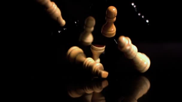 Chess pieces falling — Stock Video