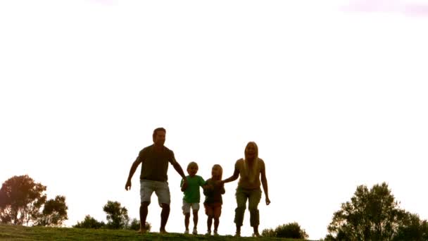 Familjen hoppar i luften — Stockvideo